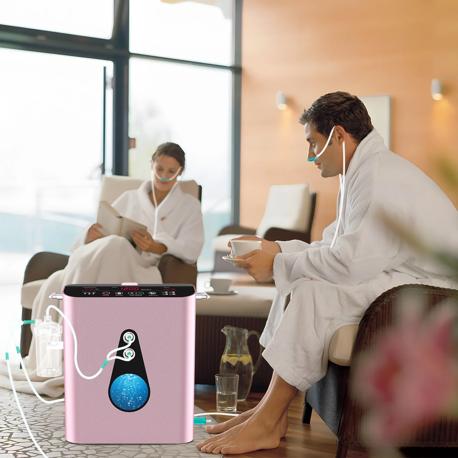 Machine d'inhalation d'hydrogène et d'oxygène 1200 ml/min, générateur H2 pur à 99,98 %, technologie DuPont PEM à double chambre, certifiée CE, appareil de bien-être à domicile