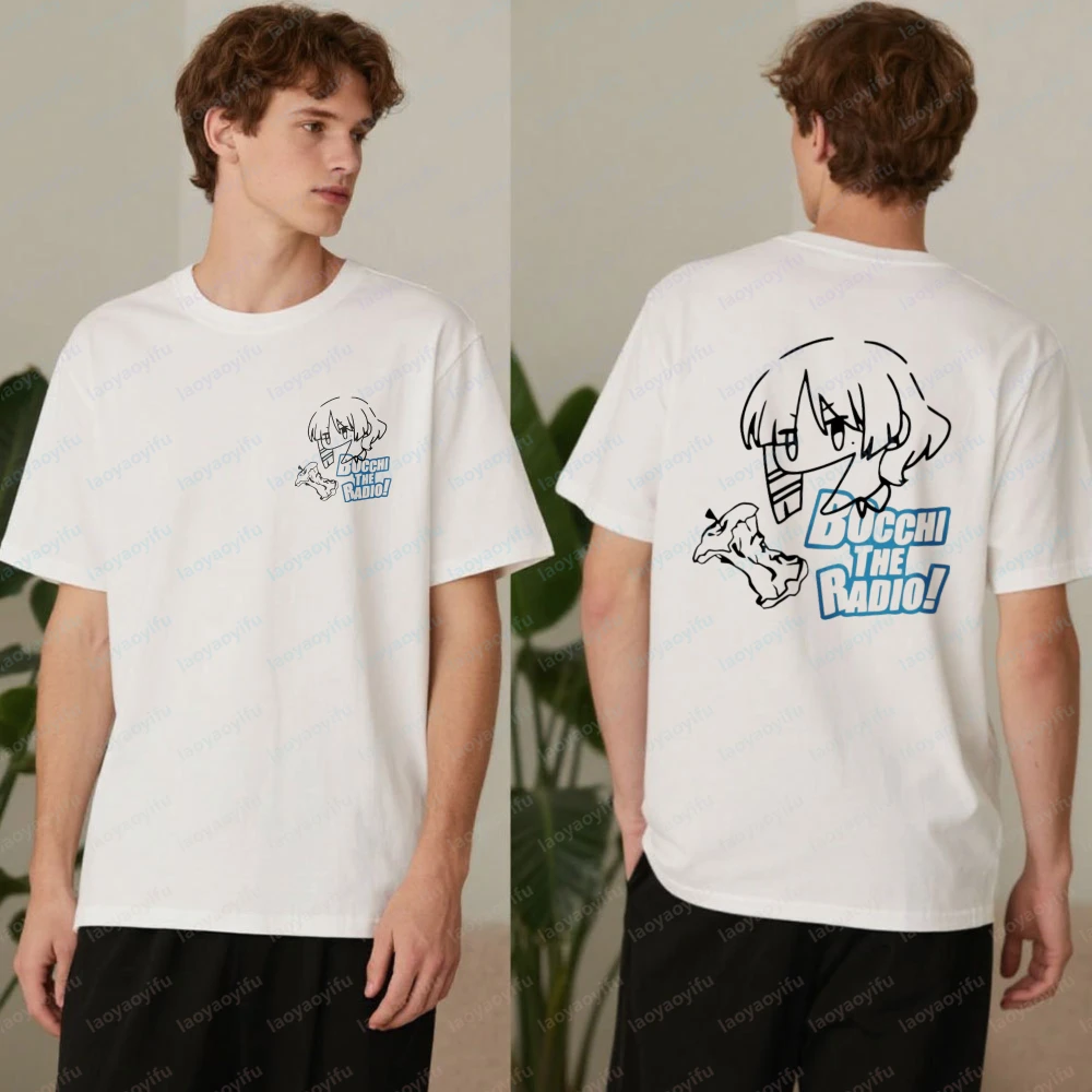 Bocchi The Rock Funny Anime Shirt Ryo Yamada Cotton Tops All-match Rainbow Girl Simple Harajuku Summer Clothes for Women Men