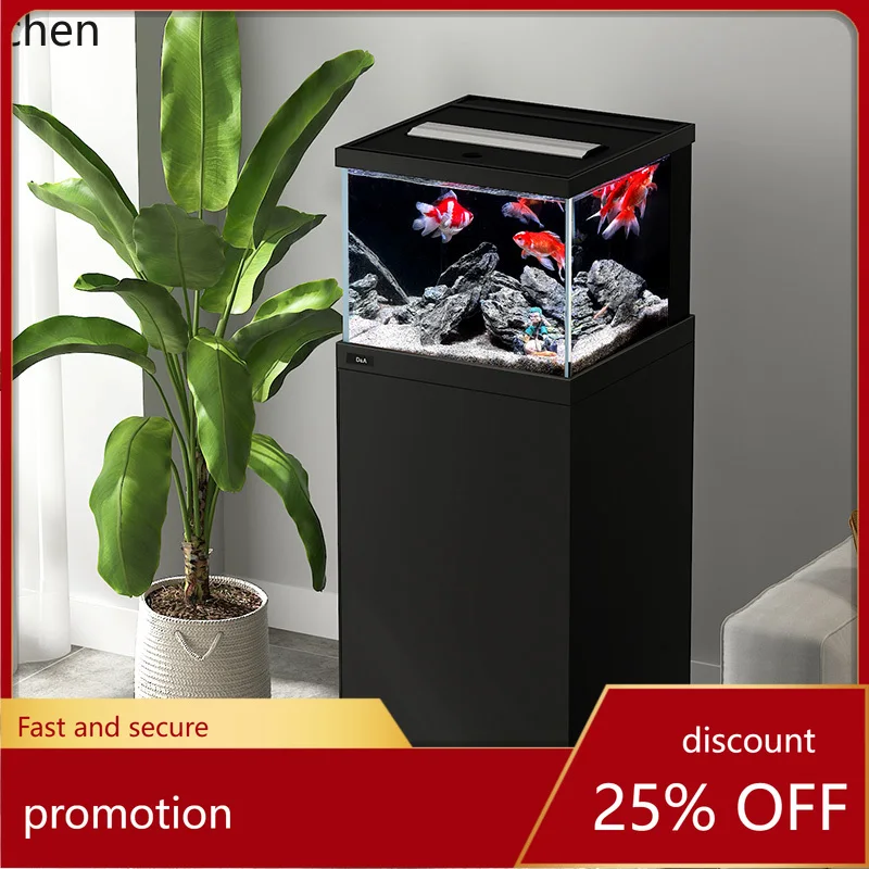 HXL Ultra-clear Glass Bottom Filter Ecological Square Tank Backflow Overflow Aquarium Fish Tank
