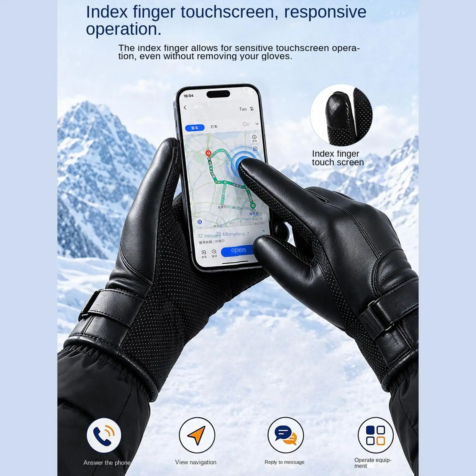 Heated Motorcycle Gloves 3 Heat Settings Outdoor Warm Touchscreen Winter Thermal Gloves For Women Men Outdoor Sports Hiking
