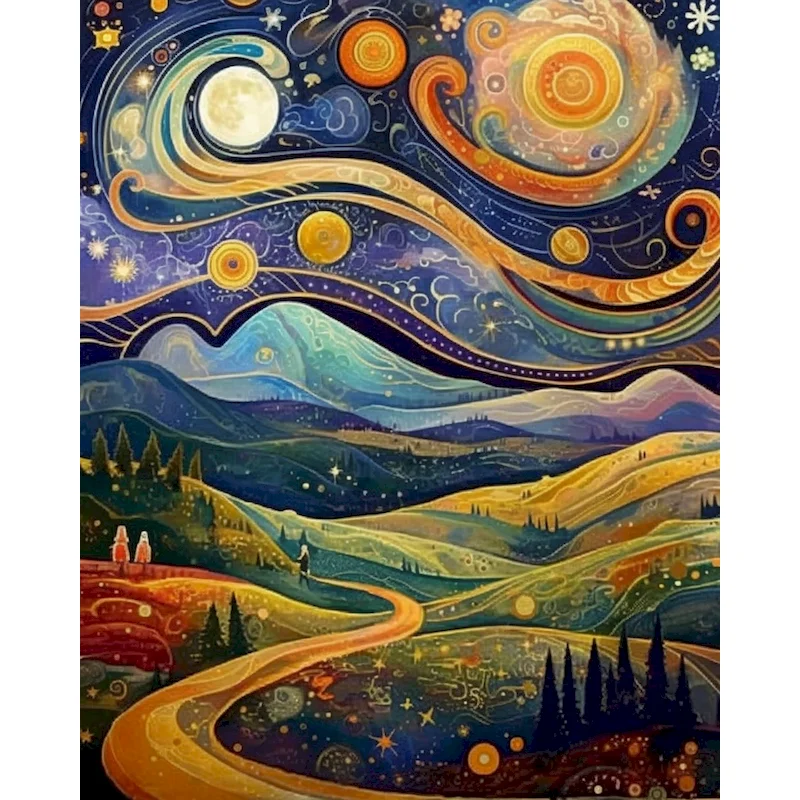 

SDOYUNO 5D DIY Diamond Painting Rhinestone Picture Diamond Embroidery Landscape Cross Stitch Pink Mosaic Art Home Decor