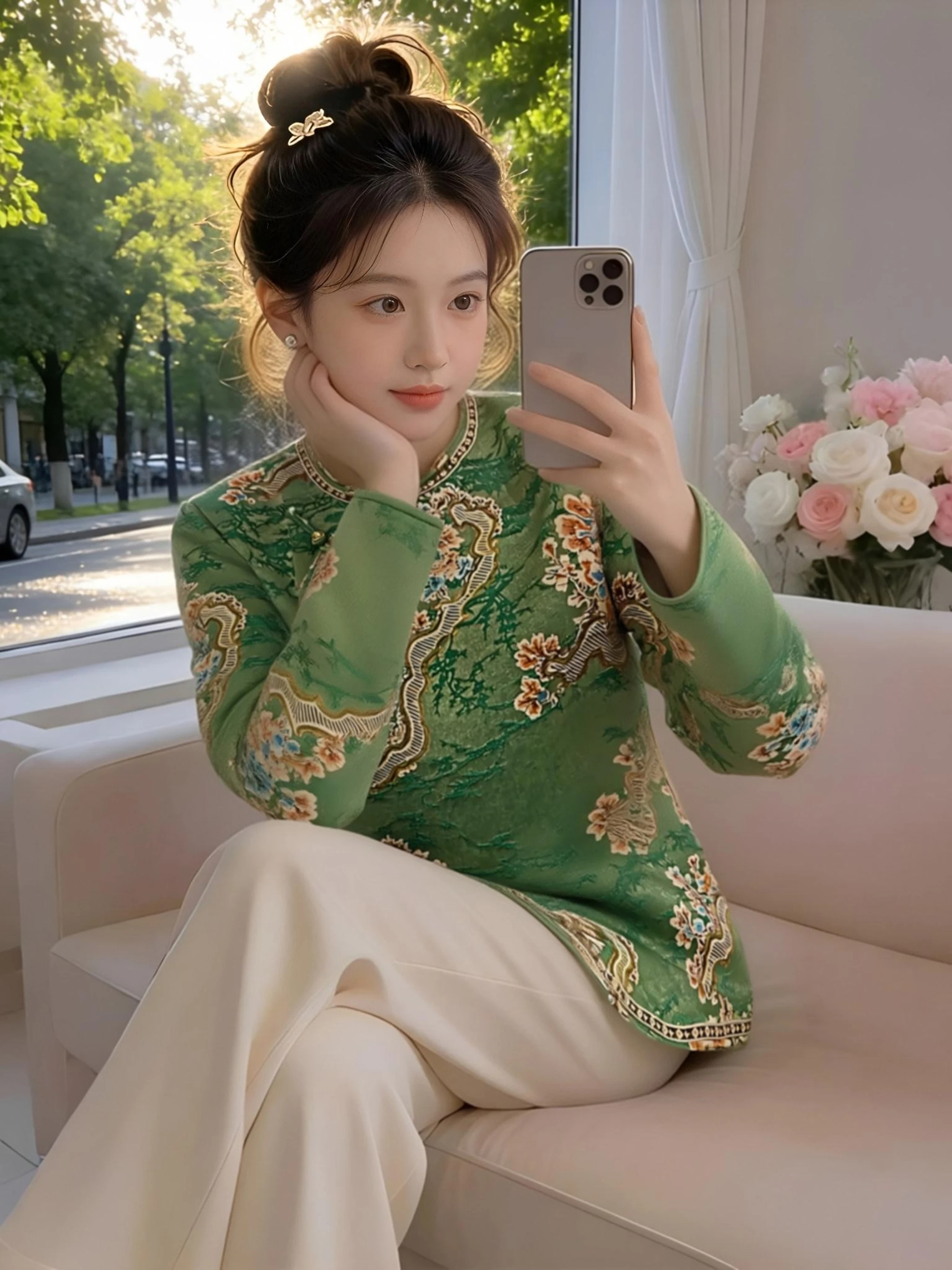 

Spring 2026 Chinese Style Embroidered Heavy Work Shirt Jacket Women's National Style Side Button Slimming Top Commute Style