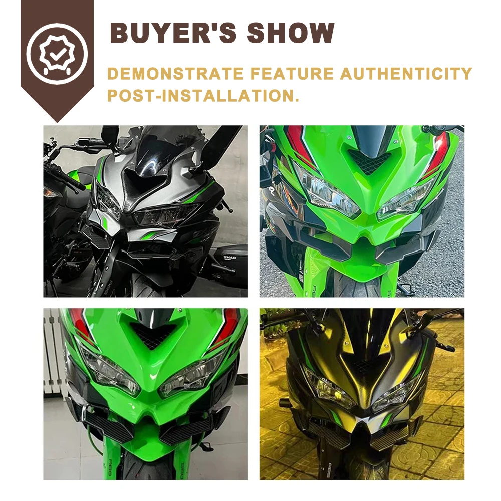 Motorcycle Front Fairing Aerodynamic Winglet Wing Spoiler Cover Protector Front Fender For Kawasaki ZX 4R 25R Ninja400 2021-2023