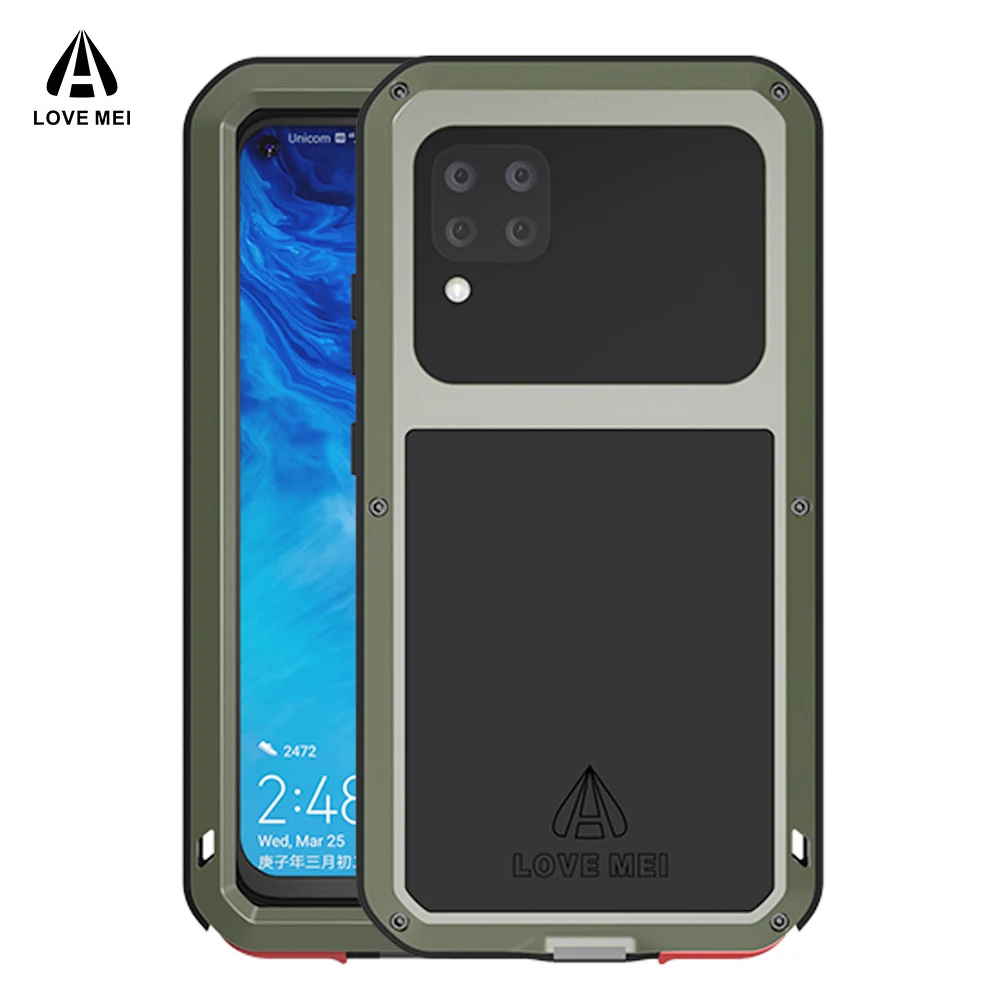 

Original Love Mei Powerful Case For HUAWEI P40 Lite 6.5 inch Shockproof Metal Aluminum Case Cover +Toughened glass