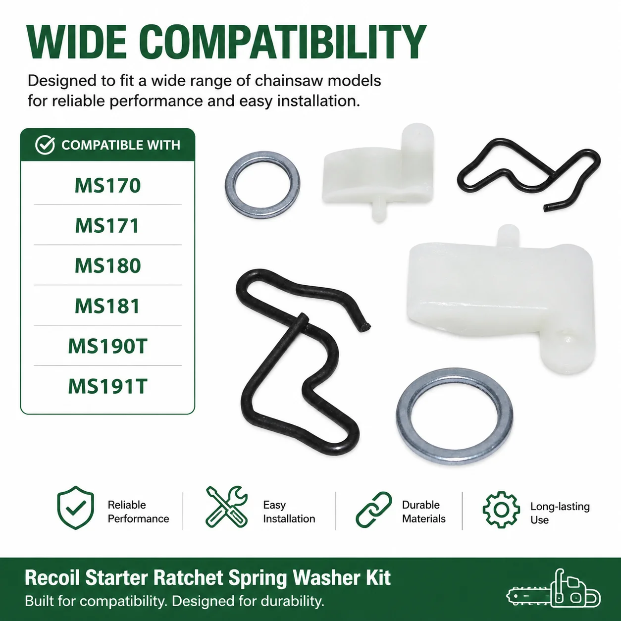 Recoil Pull Starter Ratchet Spring Washer Kit For Stihl MS170 MS171 MS180 MS181 MS190T MS191T Chainsaw Parts 1125 195 7200