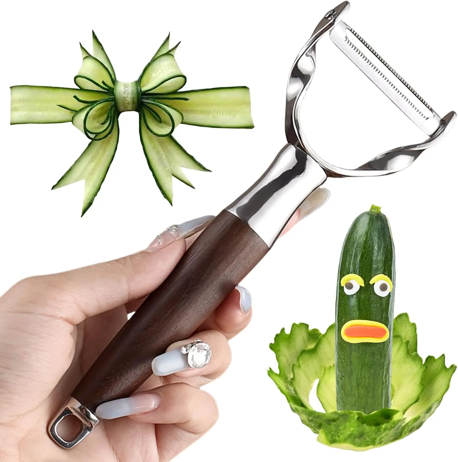 

Premium Vegetable Peeler - Stainless Steel Serrated Y Potatoe Peeler for Veggie, Carrots, Apples - Ultra Sharp Swivel Blade