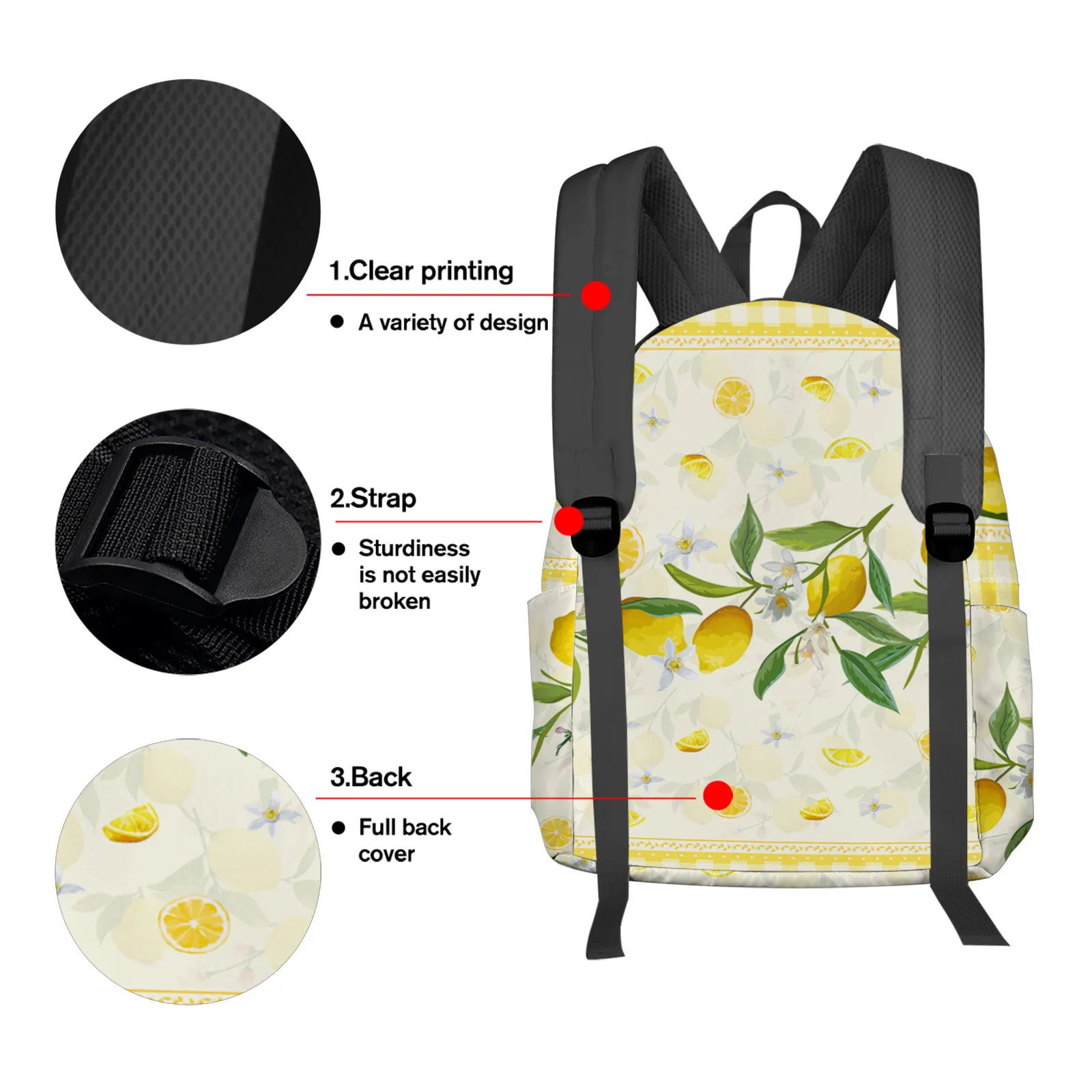 Mochila escolar a cuadros para hombre y mujer, morral fresco de limón, impermeable, ideal para estudiantes, niños y niñas