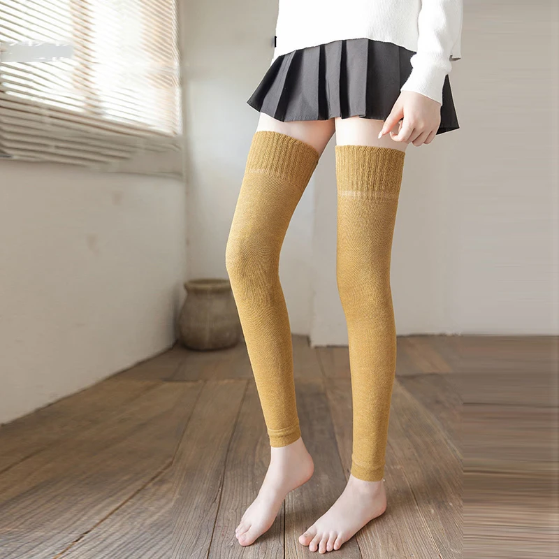 Winter Warm Leg Warmers Knitting Knee High Socks Leg Sleeves Women Boot Topper Sock Skinny Stockings Long Tube Over Knee Socks