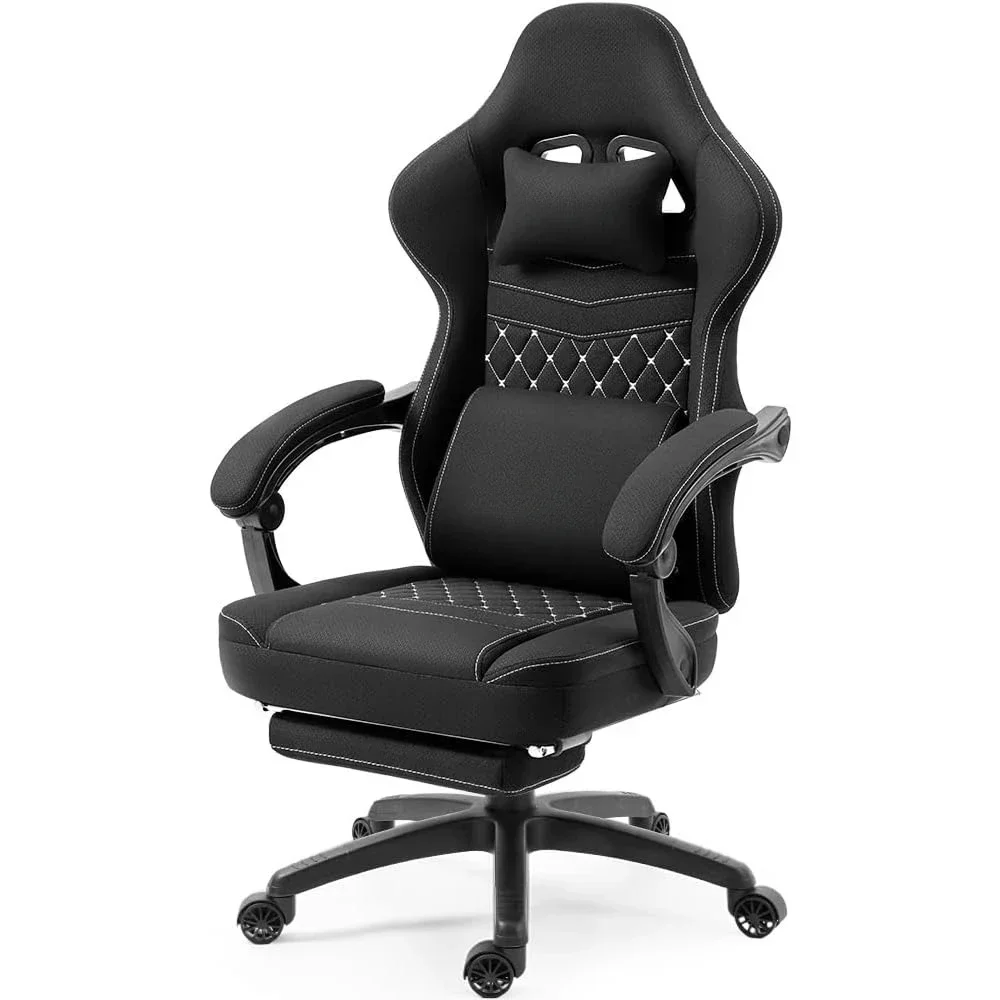 

Breathable fabric computer chair with pocket spring pad, gel pad and storage bag, footstool massage game chair, Free shipping GM