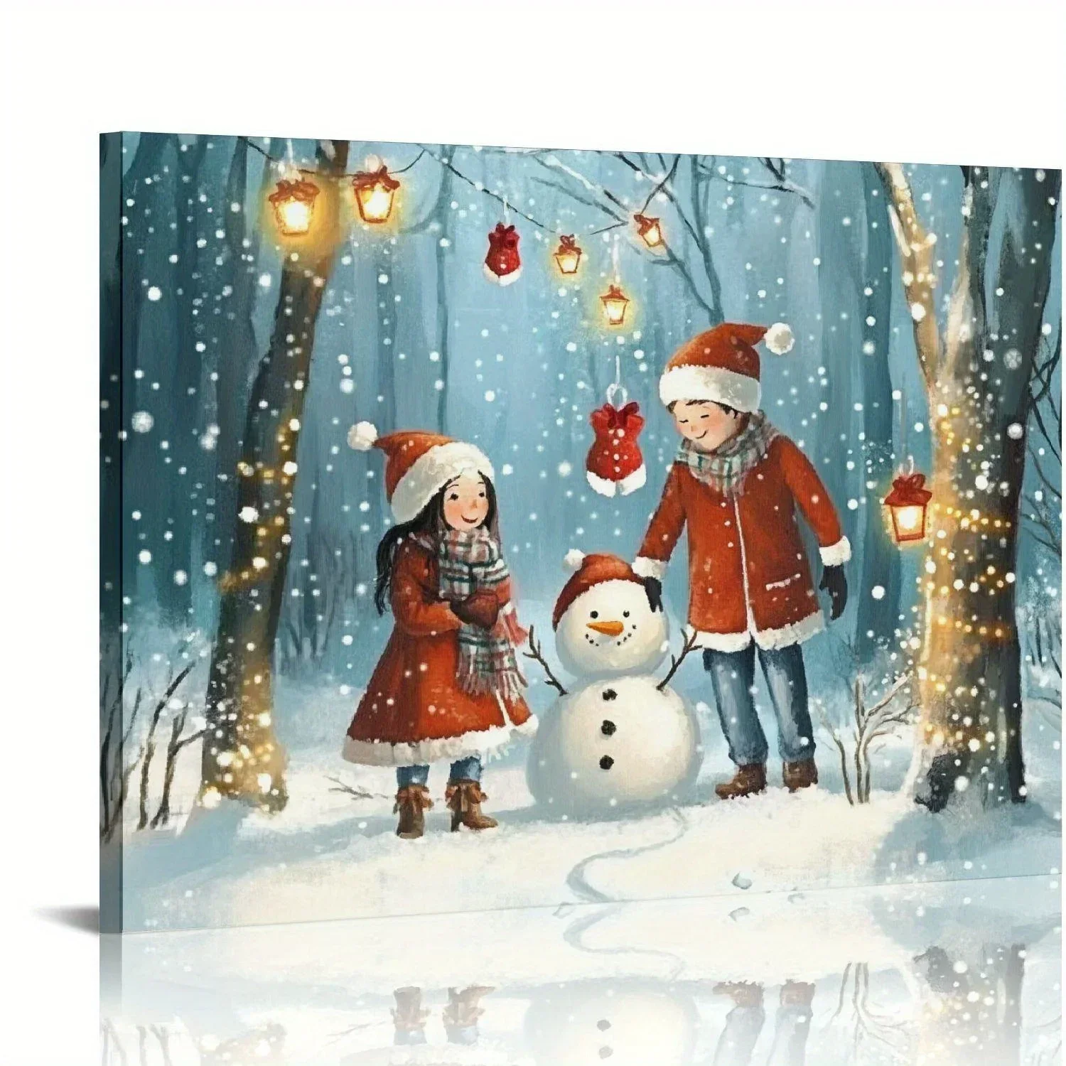 

Winter Snowman Christmas Wall Decoration Canvas Painting Christmas Painting Poster Artwork Christmas Interior Decoration Frames