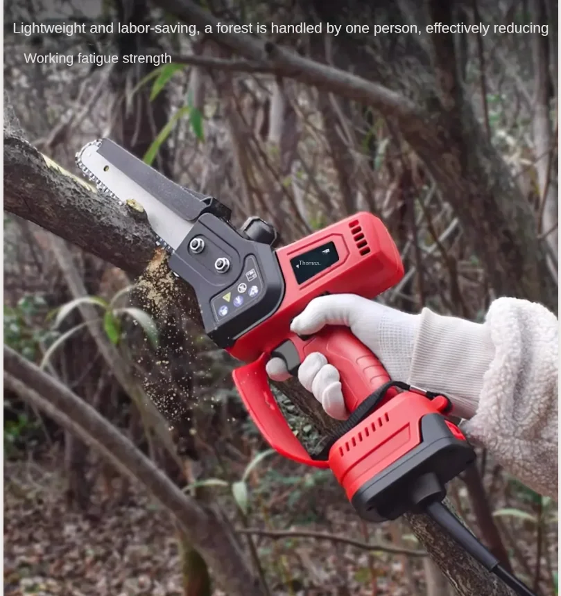 110V/220V Portable Electric Chainsaw with Brushless Motor, Lithium-ion Battery, and Lightweight Design for Easy Handling QCA