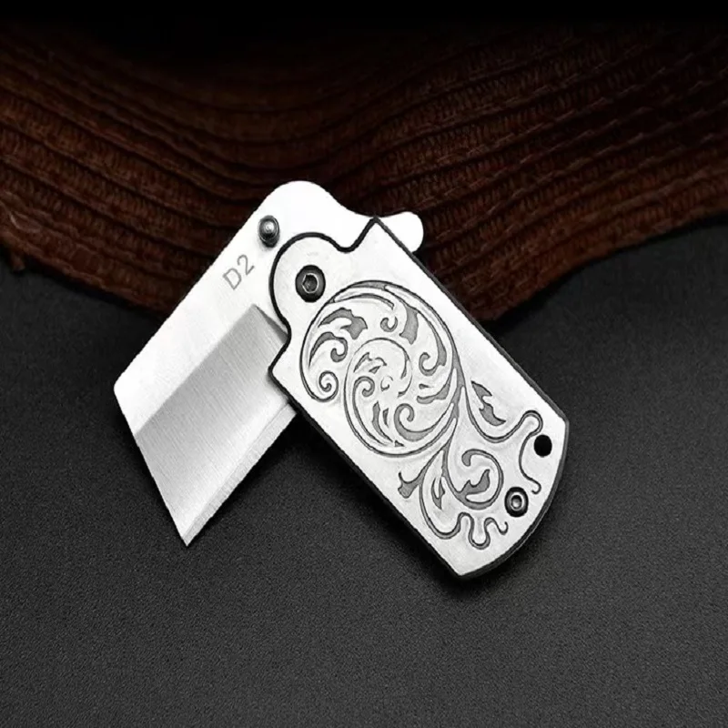 Outdoor D2 steel high hardness folding knife mini portable pendant craft knife multi-purpose portable folding knife