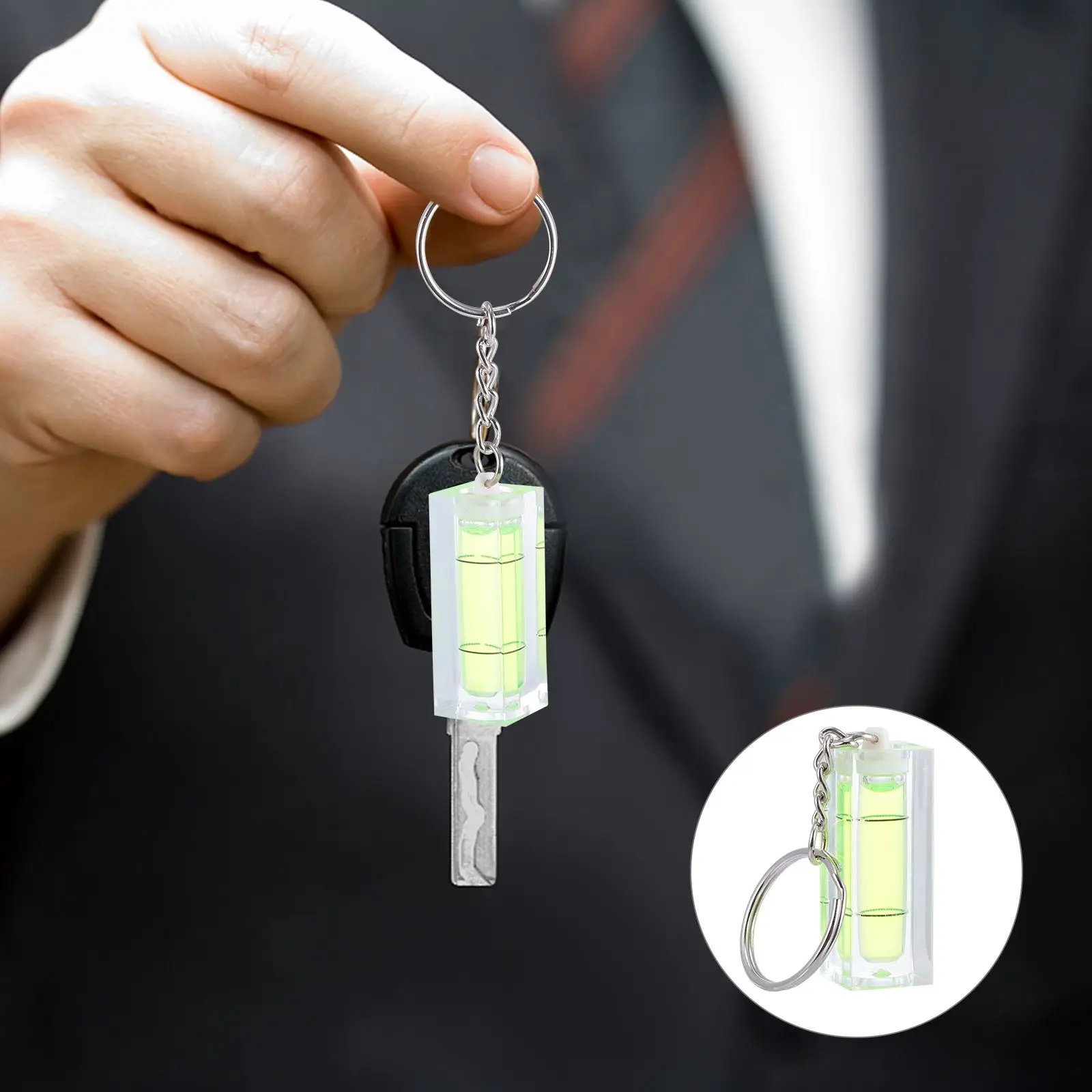 3 Pcs Horizontal Ruler Keychain Acrylic Mini Bubble Level Spirit Levels Keyring Portable Pocket Size Tilt Indicator Adjust
