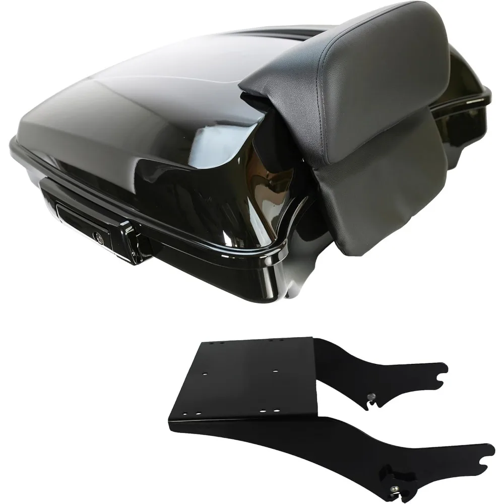 

5,5-дюймовый яркий черный багажник Razor Tour, черные защелки с накладкой на спинку, подходят для Harley Touring Road Glide Street Glide Electra G