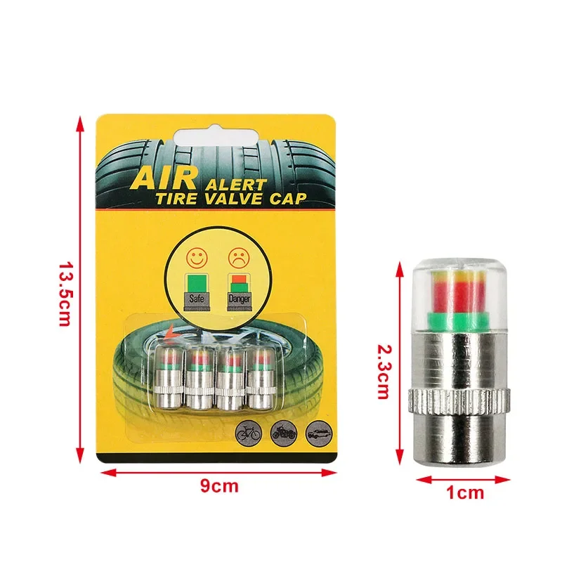 Universal 4pcs Auto Car Tire Pressure Monitor Alarm 2.4 PSI Air Alert Cap  Valve Stem Caps Sensor Indicator Tire External Tools