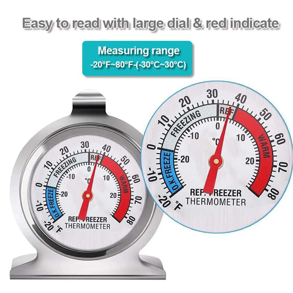 Termometro da frigorifero 2/4 pezzi-30 ~ 30 ° c/-20 ~ 80 ° f, termometro analogico da frigorifero classico quadrante grande con termometro
