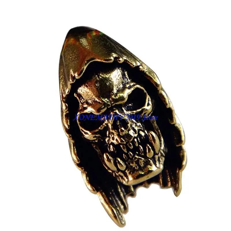 

F42F Engraved Cloaked Skull Pendant for DIY Crafts and Paracord Gear Accessories Paracord Bead Cultural Crafts