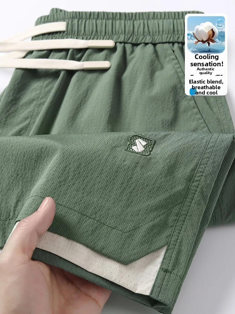 

Мужские повседневные шорты из ледяного шелка, новинка 2026 года, свободные, универсальные, со средней посадкой, летние, тонкие, быстросохнущие, спортивные, из полиэфирного волокна, прямого кроя