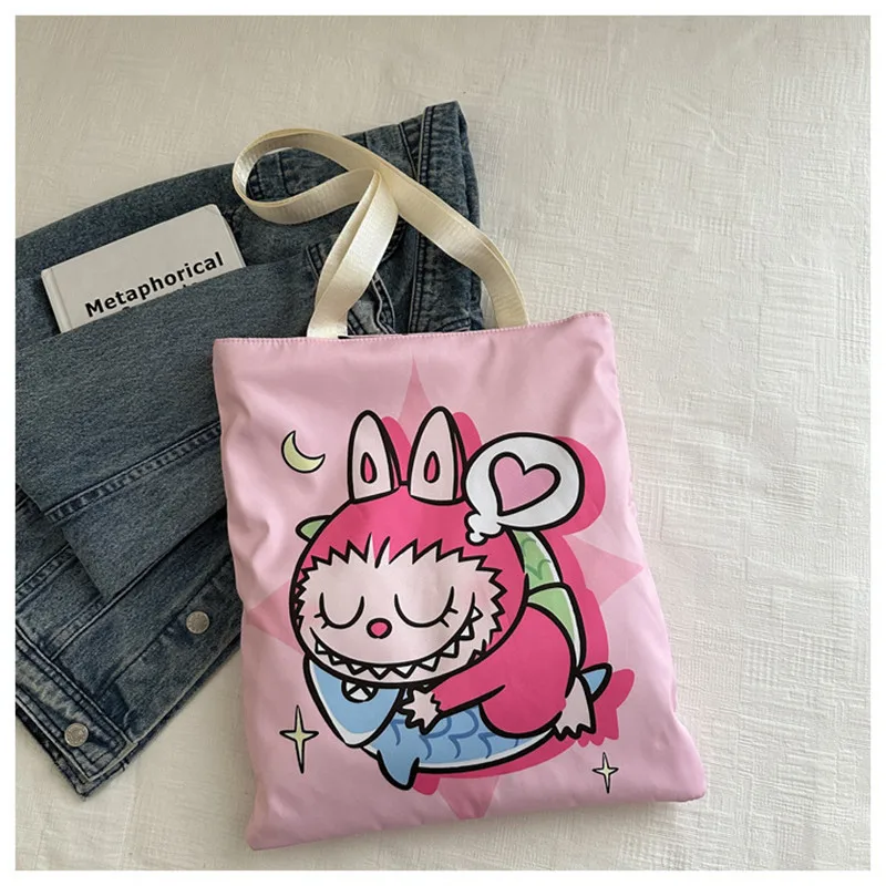

labubu men Large Capacity Student girl women Commuter Tote Bag New LABUBU Canvas storage Bag Versatile Shoulder Bag
