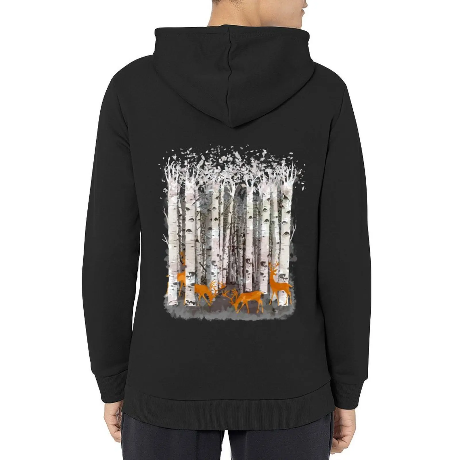 

deer, fawns and birchs watercolor Hoodie autumn autumn new products mens clothing clothes for men new in hoodies