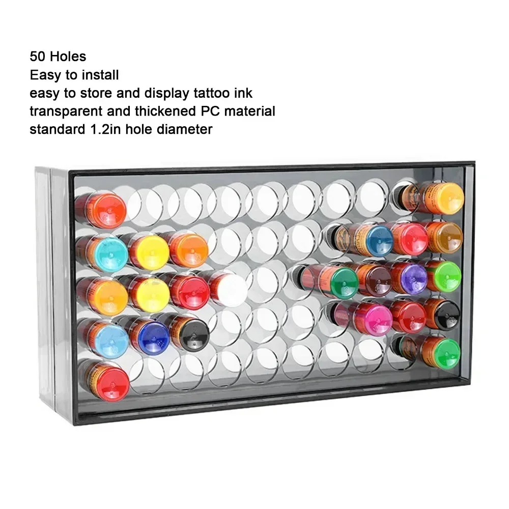 

50-well 2-color Acrylic Tattoo Ink Display Stand Wall-mounted Tattoo Paint Shelf Storage Box Tattoo Accessories Too Lattachment