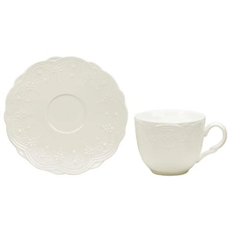 

Valentina White 7 oz Cup and 6" Saucer Set of 6