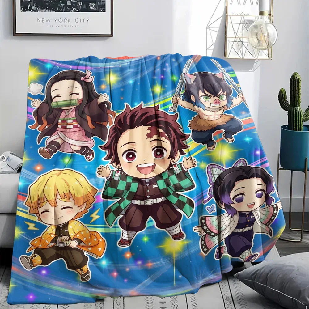 Demon Slayer Tanjiro Warm Cozy Flannel Blanket Print Pattern for Sofa Bed Chair Bedroom Picnic Travel.-TING