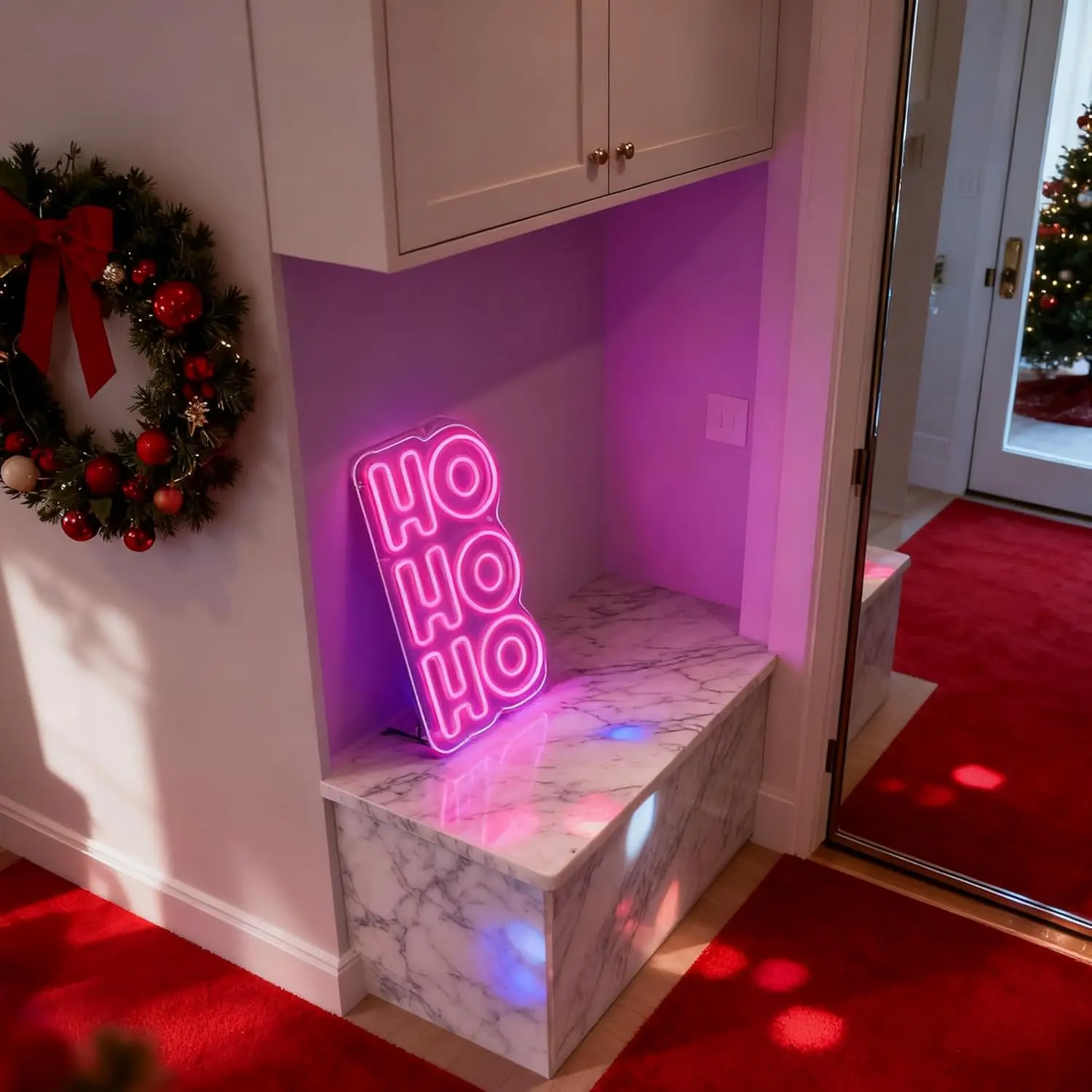 HoHo عيد الميلاد النيون تسجيل USB عكس الضوء LED ضوء النيون لغرفة النوم النوم حفلة بار صالون نادي السنة الجديدة ديكور المنزل هدية عيد الميلاد