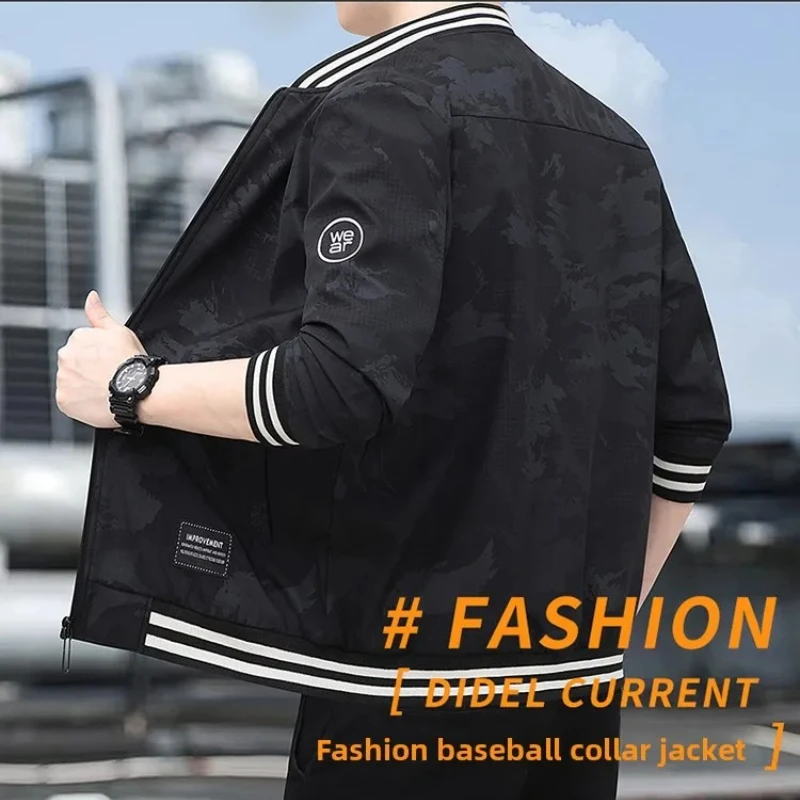 

Fashion Bomber Jacket Men's Spring and Autumn Aviator Jackets Youth Casual Fashion Handsome Simple Jacket 2025 New Digital Print