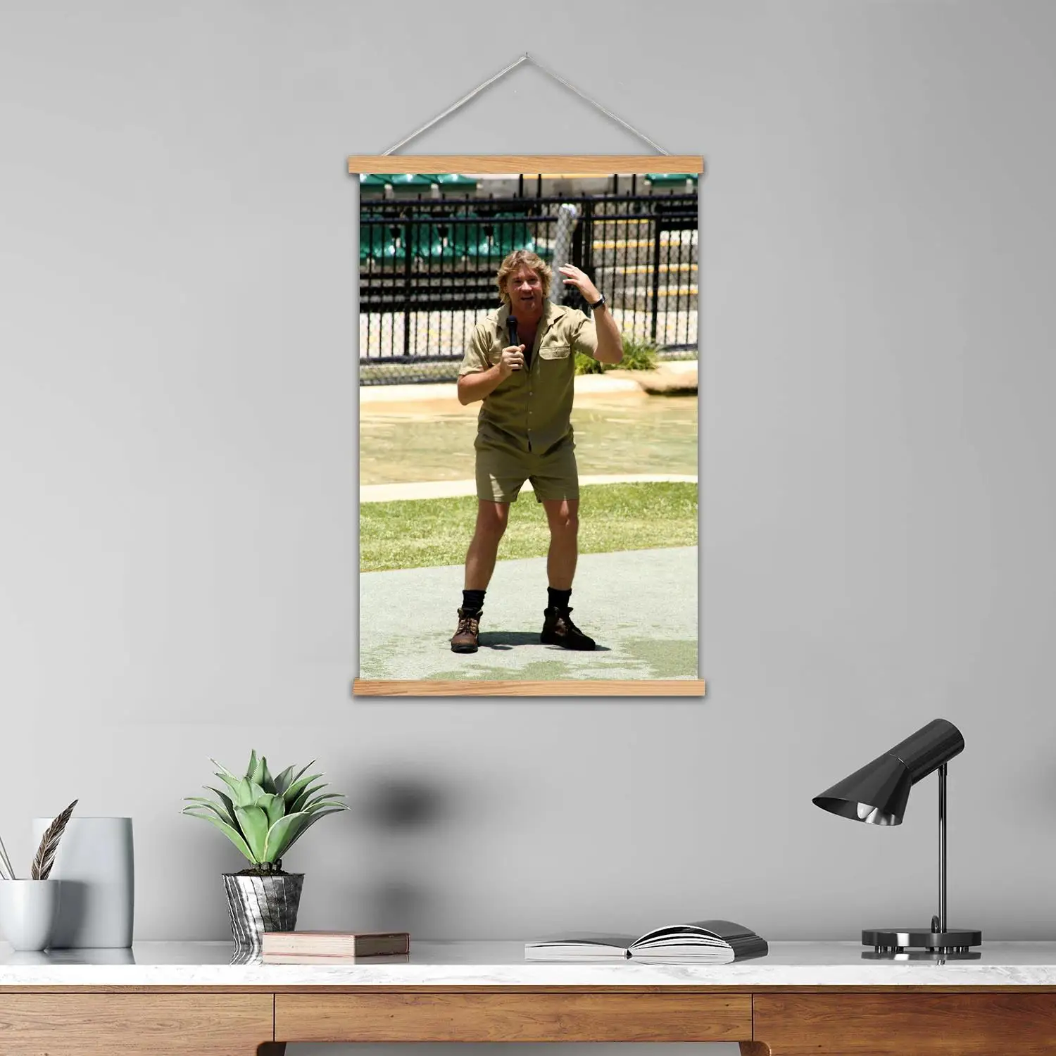 ستيف اروين مضيف التلفزيون مؤطرة جدار اللوحة قماش ملصق فني و جدار الفن الحديث الأسرة ديكور غرفة نوم الملصقات ، اللوحة الزخرفية