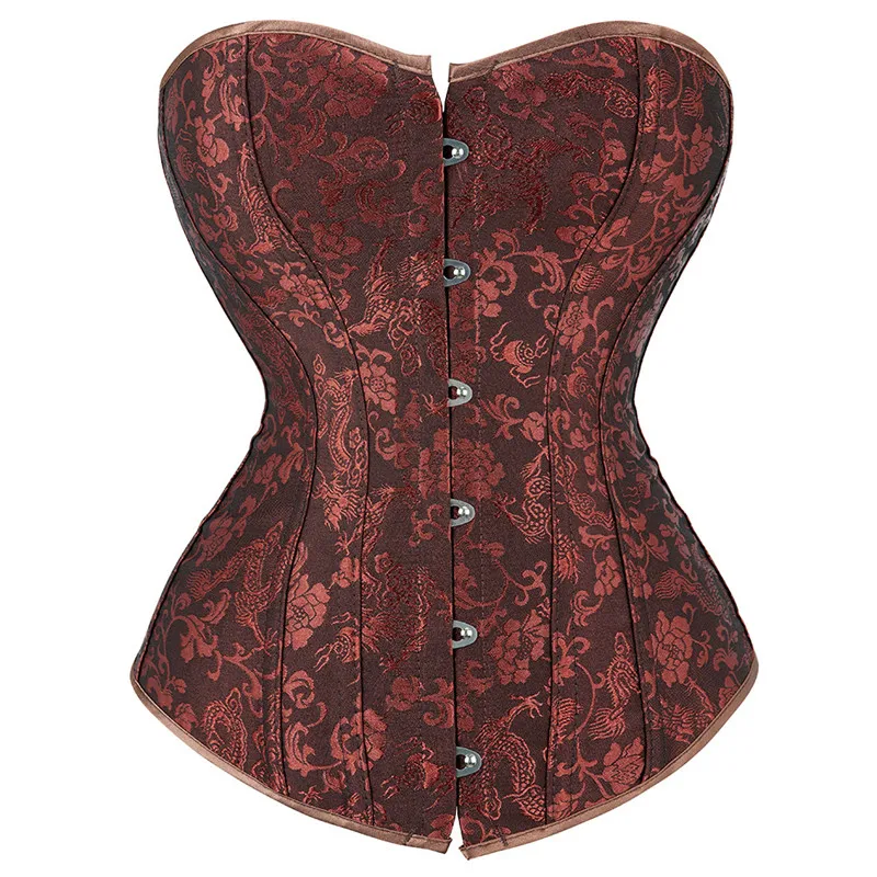 

Women Overbust Corset Simple Elegant Bustier Plastic Boned Gothic Gorset Sexy Plus Size Busk Brocade Korset Hot Shaper