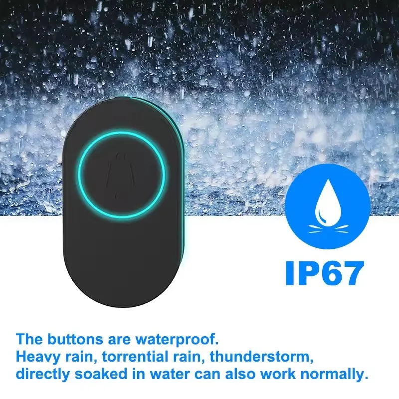 Waterproof 433MHz wireless doorbell emergency SOS button compatible with GSM WIFI alarm host wireless anti-theft alarm system