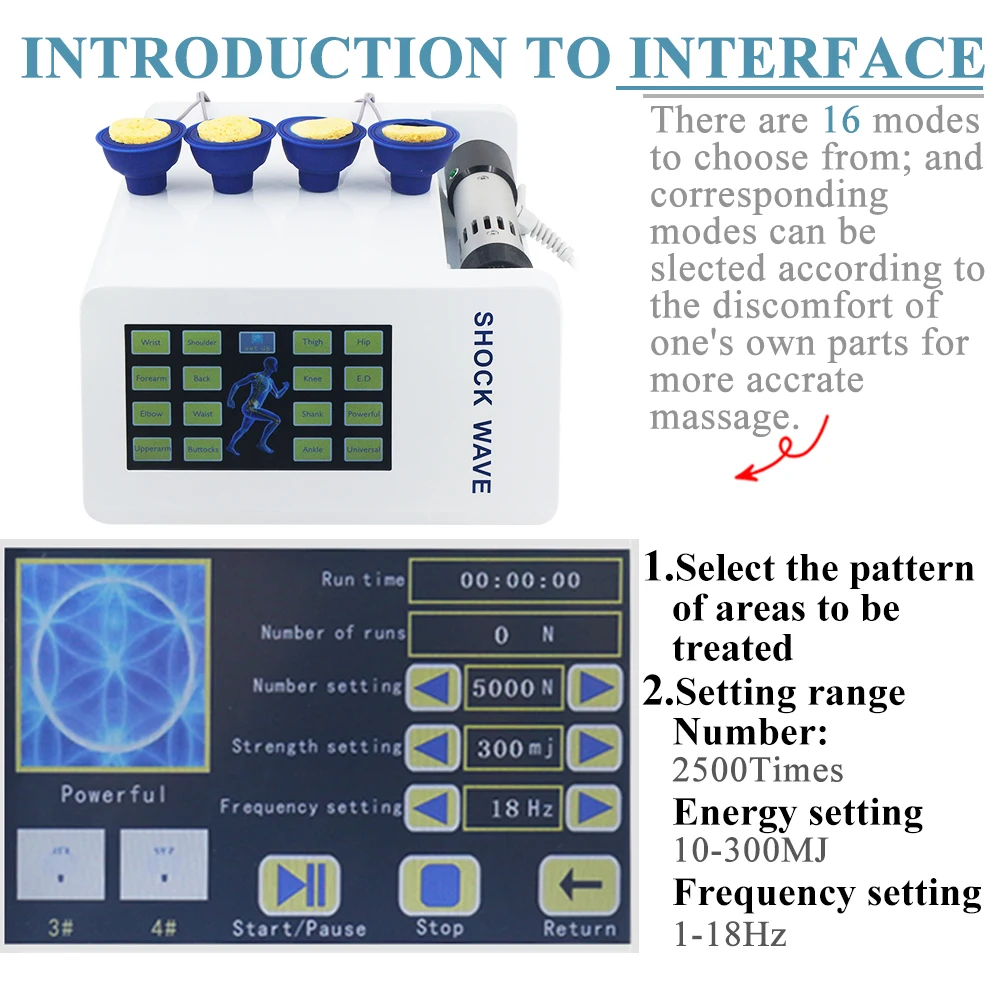300MJ Shockwave Physiotherapy Machine EMS Effective For ED Treatment Pain Relief Relaxation Shock Wave Massager Newest 2025