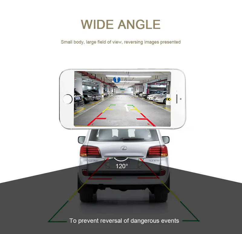 Wireless Car Rear View Camera WIFI Mini Reversing Camera 120 Degree Viewing Angle Waterproof 12V Night Vision For Android  IOS