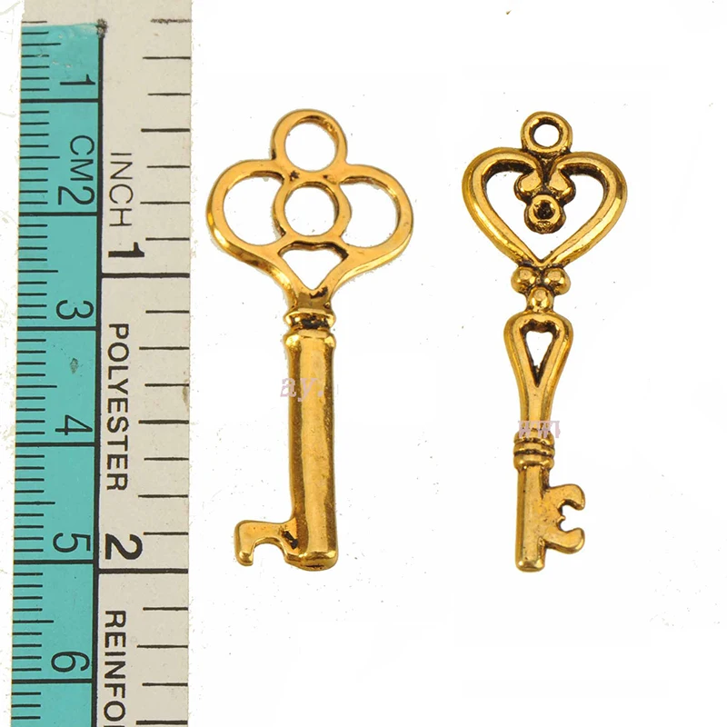 30pcs Supplies For Jewelry Charms Gold Plated Keys Metal Keychains Suspension DIY Bracelets Hand Make Accessories And Components