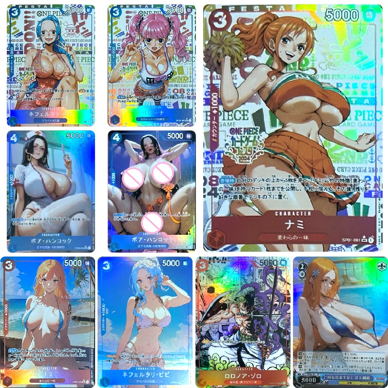 OPCG ONE PIECE Anime Characters Nami Nico Robin Boa Hancock DIY Homemade Texture Collection Card Christmas Birthday Gift Toys