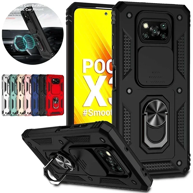 เคส X3แม่เหล็กติดรถยนต์สำหรับ Xiaomi poco Pro, เคสโทรศัพท์สำหรับ poco X3 NFC X 3 Pro ฝาหลังปกป้องกล้องสไลด์ X3Pro