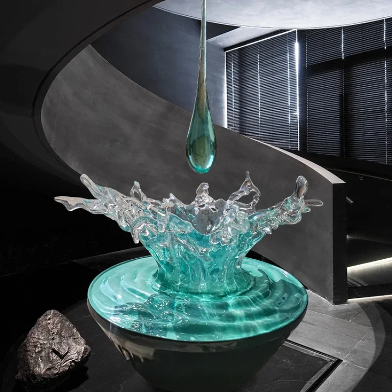 

Transparent Water Droplet Wave Sculpture Pendant Resin Water Spray Decoration Soft Decoration