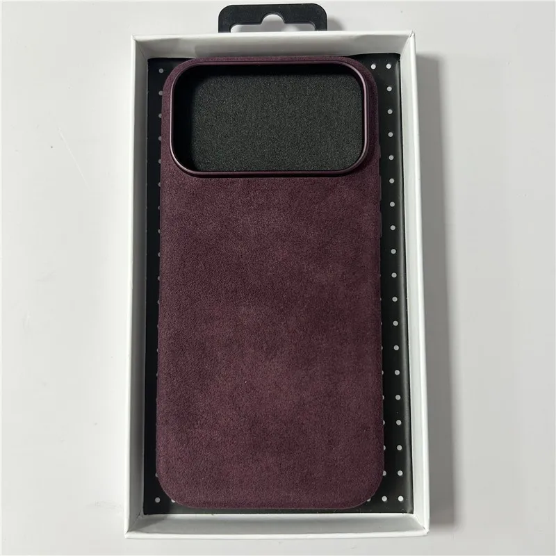 Burgundy Red Melkco For Magsafe Magnetic Phone Case For iPhone 18 Pro Max With AI Button Imported Suede Leather Case With Box
