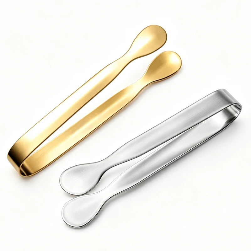 10.8cm 304 Stainless Steel Ice Tongs, Bar Tool Clip for Sugar Cubes, Food, Rustproof & Smooth Edges, Kitchen & Party Essential