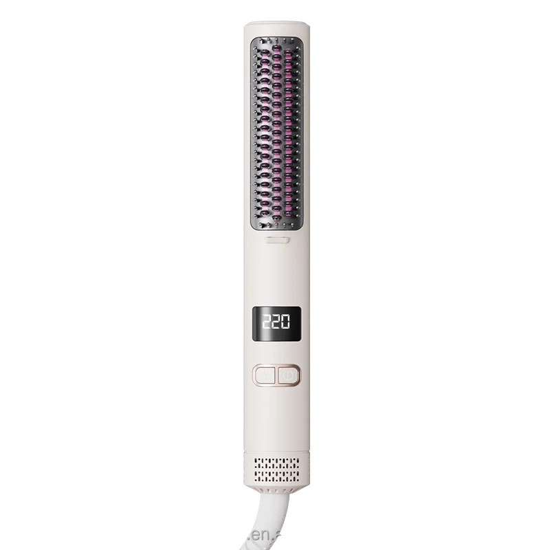 Hot Air Brush One Step Blower 2 Head Replaceable Hair Dryer Comb Strong Wind Electric Straightener Roller LCD RV Household
