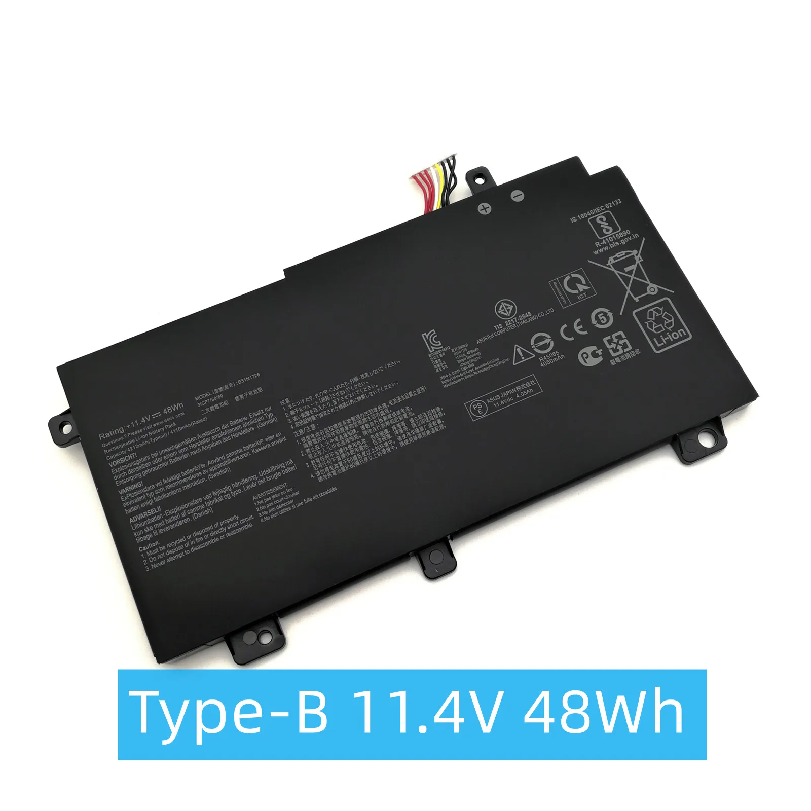 Original B31N1726 B31BN91 Battery For Asus FX504 FX504GE FX505DY TUF505DY TUF504GD TUF565GD TUF554GE Gaming 15 FX505 B31N1726-1