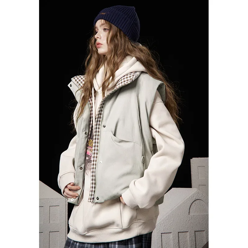 ELFSACK Polyester Long Solid Color Zippered Hooded Down Coat For Woman
