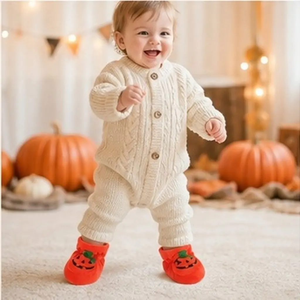 Anti-Slip Halloween Booties for Newborns – Soft Warm Infant Crib Shoes & Slippers