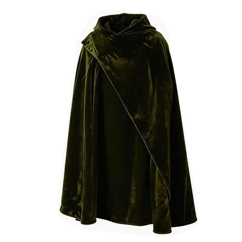 Velvet Long Hood Wrap Cloak Halloween Renaissance Vampire Costume Larp Adult Medieval Knight Warrior Cape Wizard Gothic Outfit