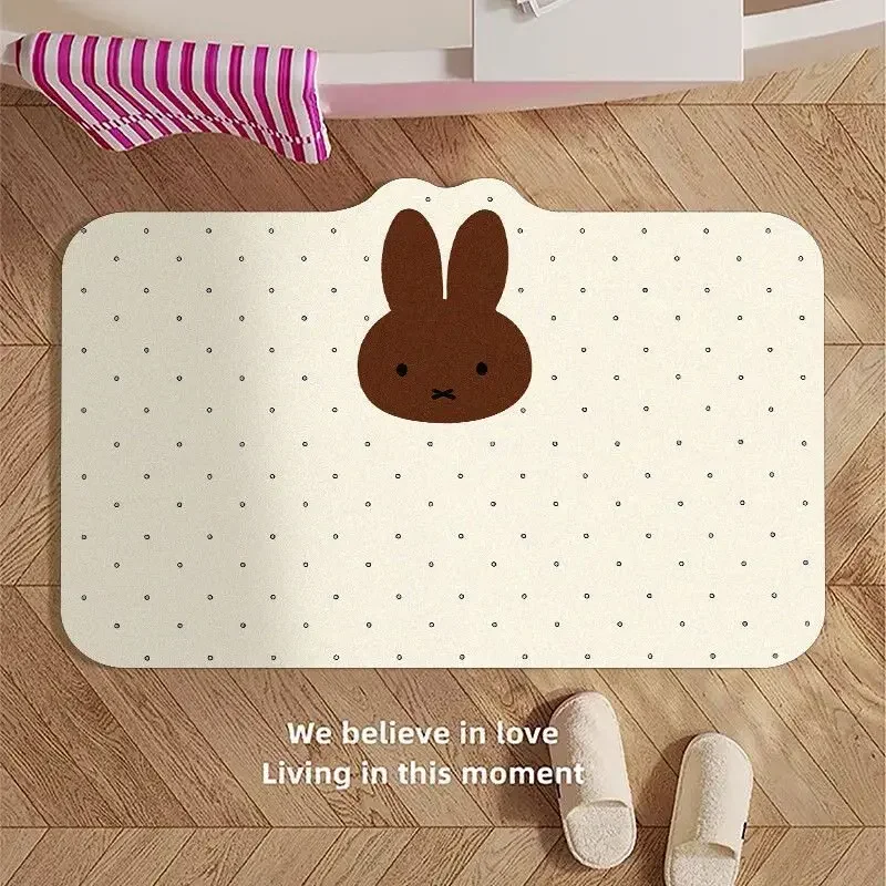 Kawaii Miffy Bodenmatte Einfache Toiletten-Bodenmatte Saugfähige Schnelltrocknende Rutschfeste Bodenmatte Badezimmermatte – Detail 3