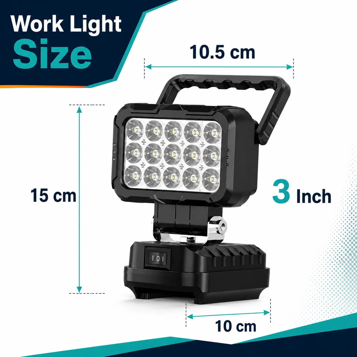 15 LED Work Light for M-akita 18V Battery, 3 Inch Adjustable Portable Lamp with Dual USB Output, Battery Not Included