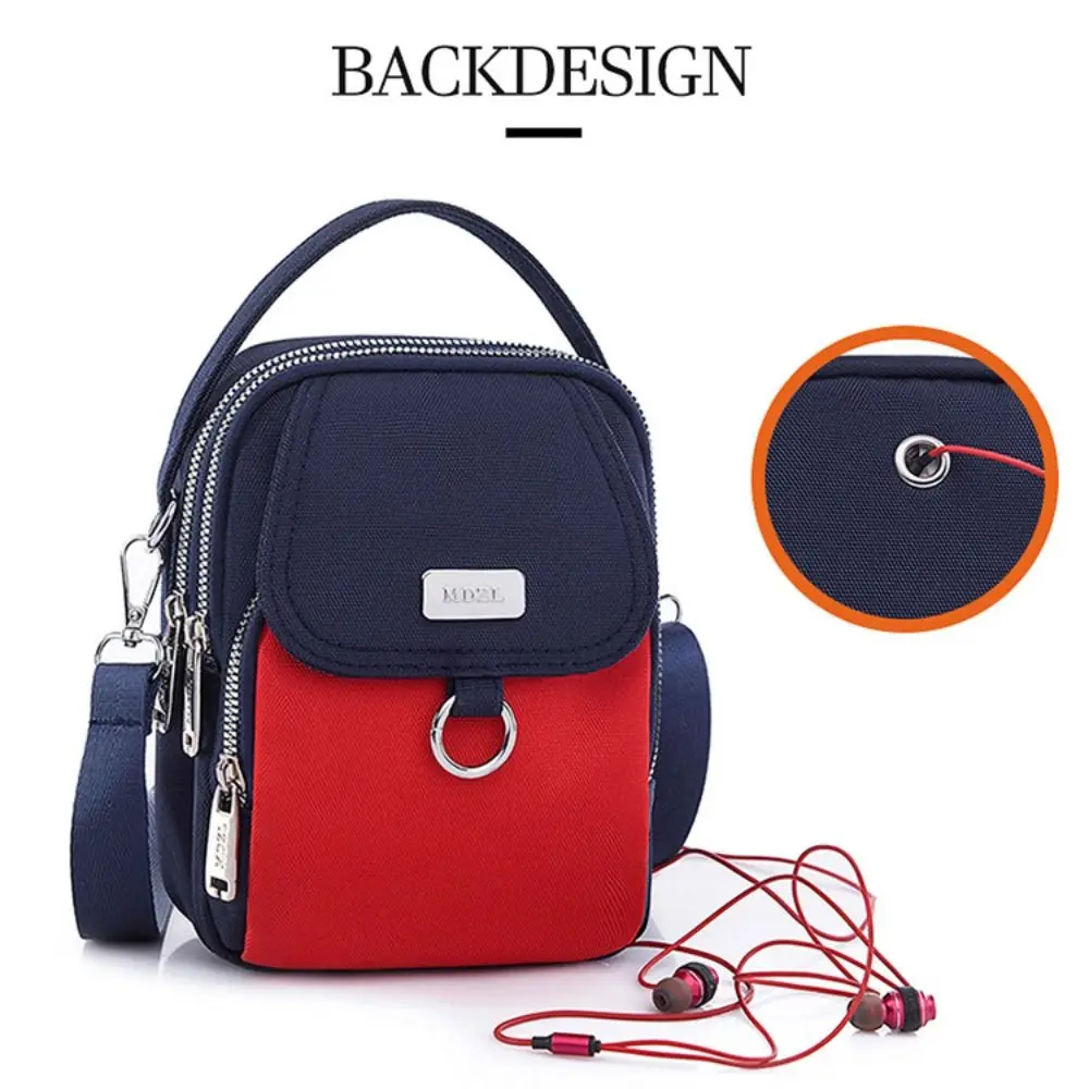 Fashion Zipper Shoulder Bag Multilayer Mobile Phone Storage CrossBody Bag Oxford Cloth Handbags Girl