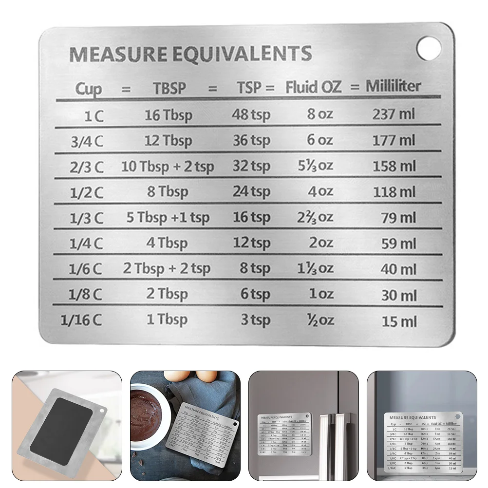 

Unit: Conversion Tables Home Accessory Magnets Refrigerator Kitchen Chart Measurement Bakery Equivalent Stainless Steel