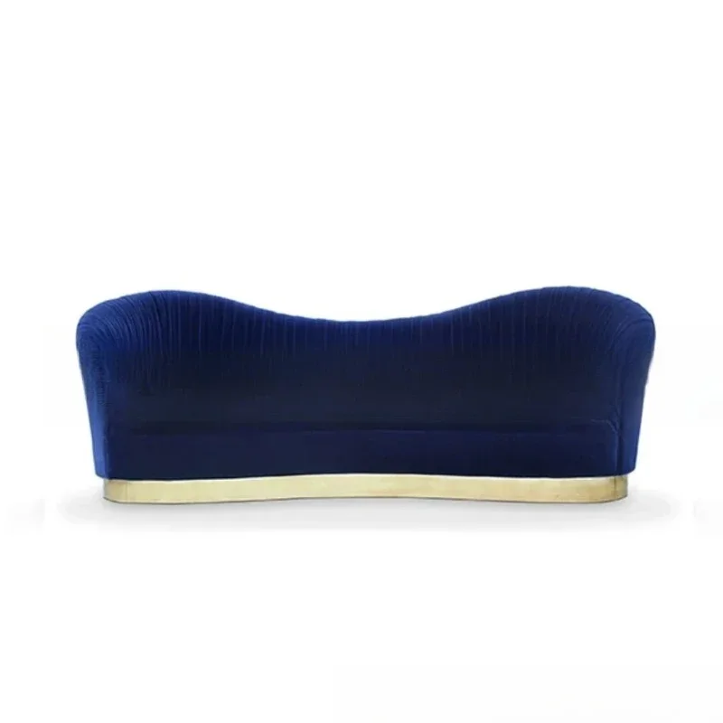 

Nordic modern simple blue flannel fabric double sofa furniture fashion designer curved sofa